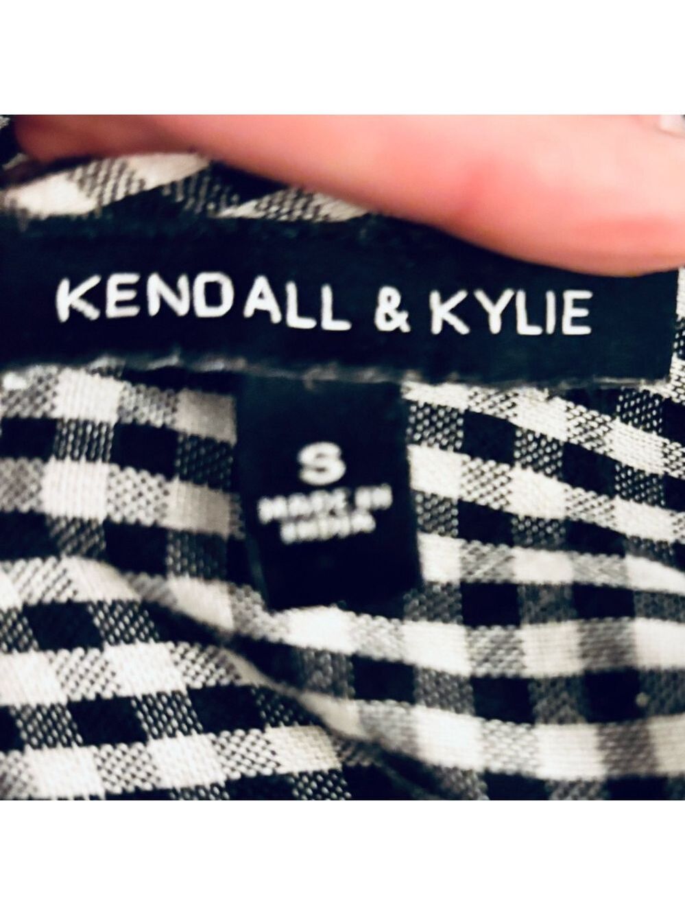 Kendall & Kylie Gingham Checkered Print Black and White Romper - Picture 5 of 6